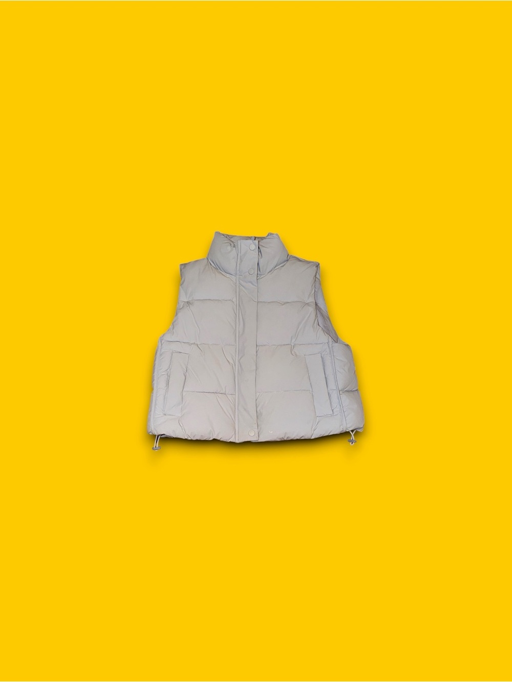 FLX Light Blue Puffer Vest Unisex Medium Cropped Zip Snap Adjustable